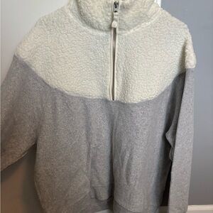 Aerie Gray and Cream Quarter Zip Sweater